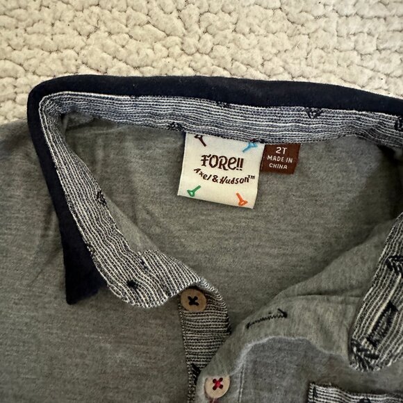 Fore!! Axel and Hudson EUC Bamboo Gray/Navy Polo * - Picture 3 of 4